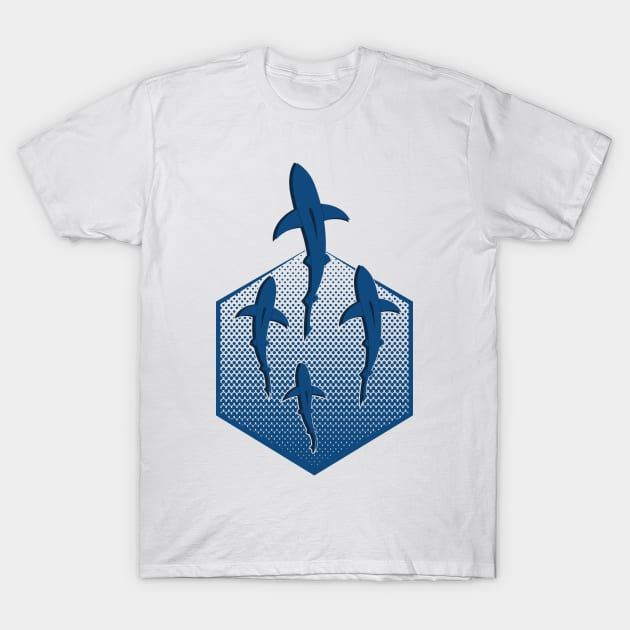 Sharks in the Deep Blue Sea T-Shirt by FunawayHit